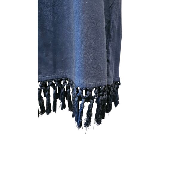 J. Jill sz M navy blue linen blend tassle trim sleevless tank layering blouse - Picture 3 of 7